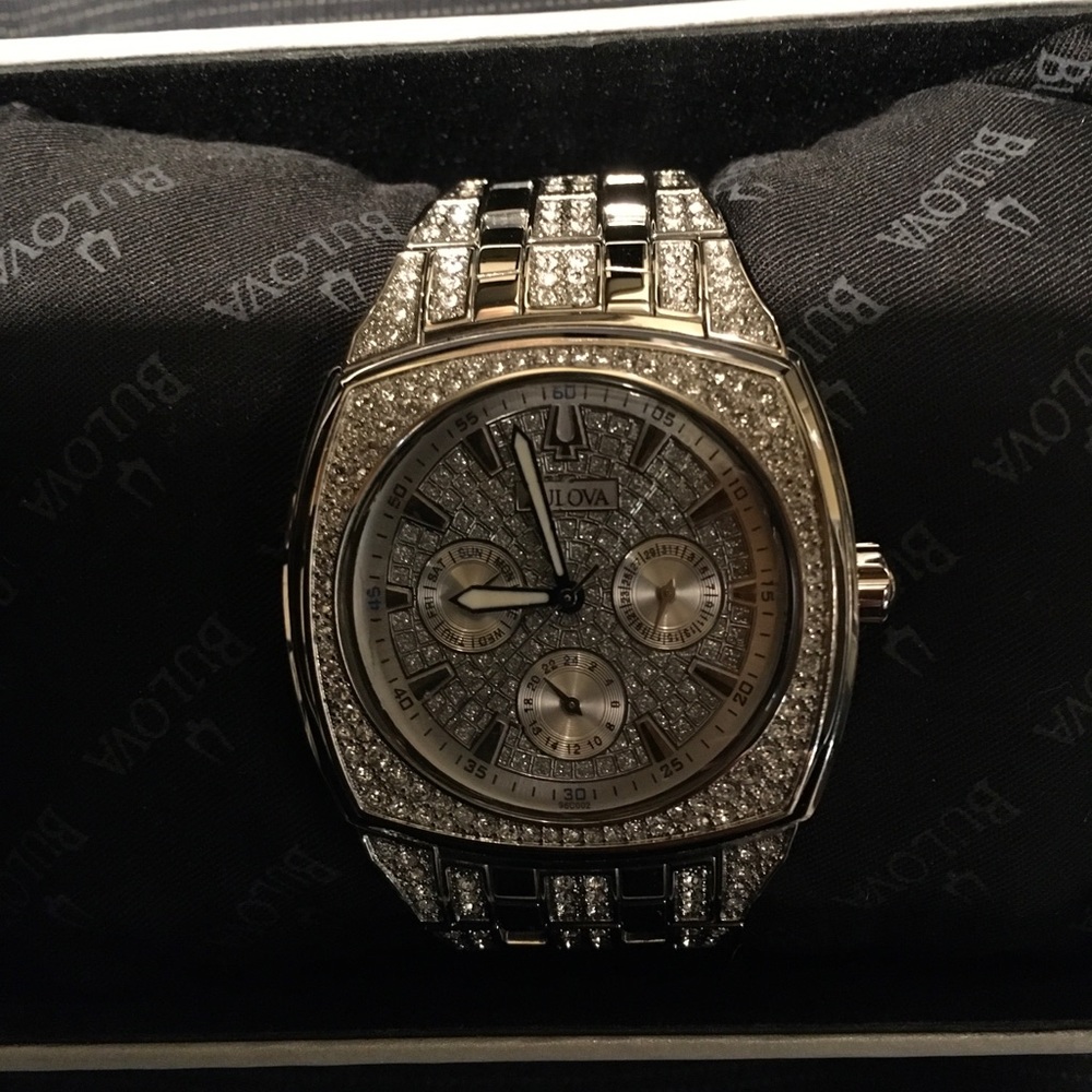 Men’s Bulova Stainless Steel Crystal Watch
